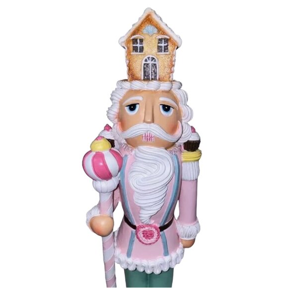 Christmas Pastel Pink Colonel 18" NUTCRACKER Cookie Icing Gingerbread House NEW - Picture 2 of 7